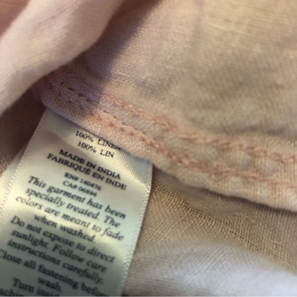 Faherty Shirt Mens 100% Linen Light Pink Solid Button Up Outdoors Casual Size M - Picture 10 of 10